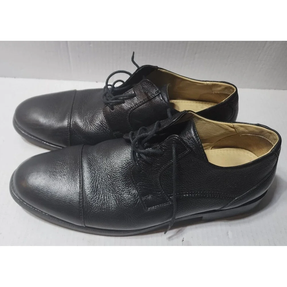 Belvedere Duke Leather Lace Up Cap Toe Oxford Black Derby Men's Shoes Size 13 D